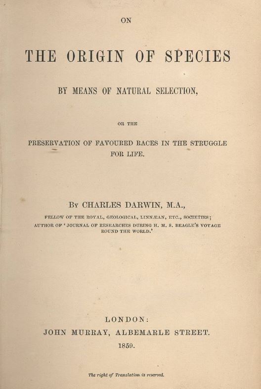 24 Noviembre 1859 Se publica El origen de las especies