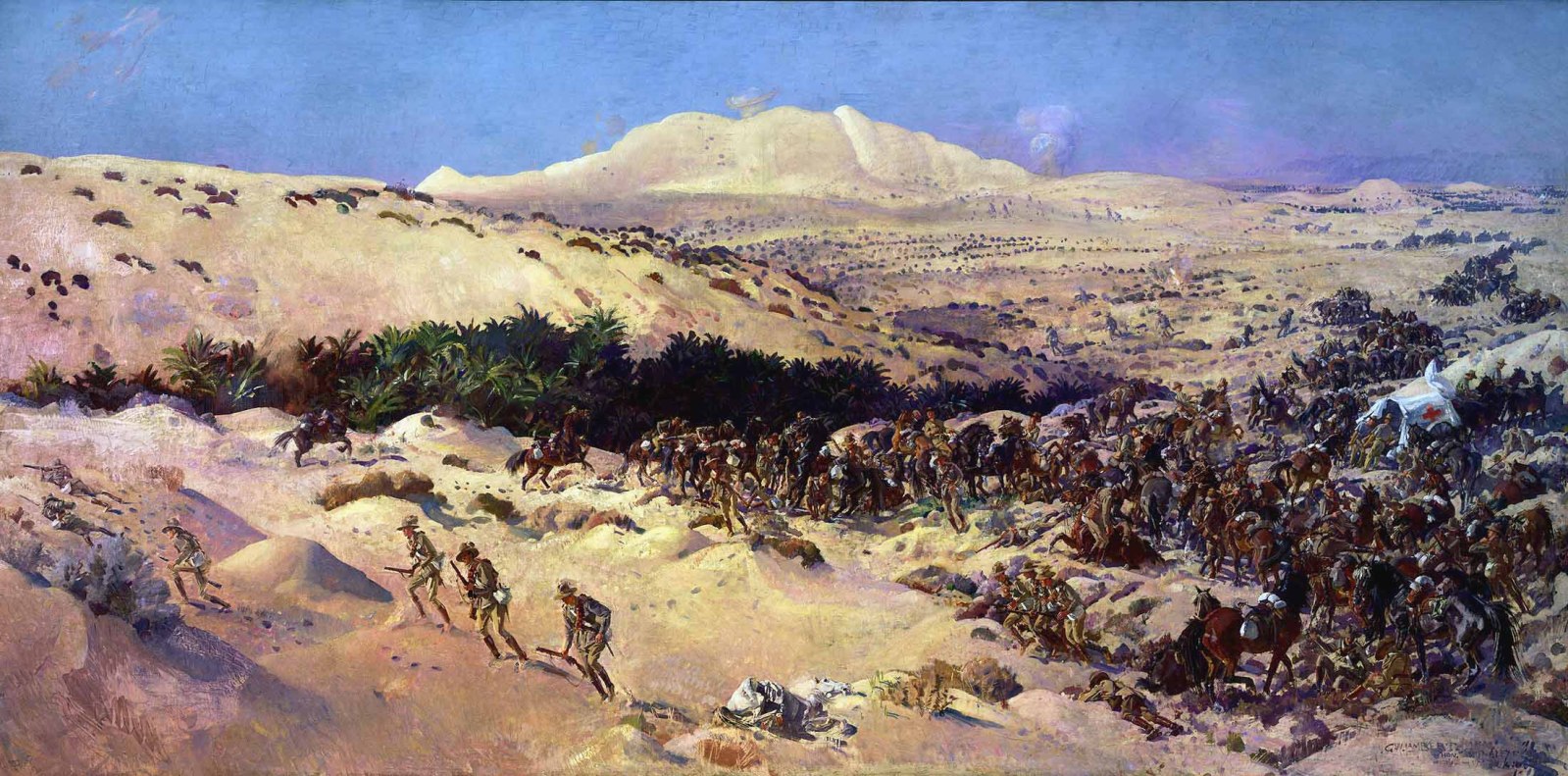 La batalla de Romani, 4 de agosto de 1916. Artista George Washington Thomas Lambert