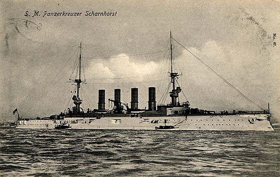 El SMS Scharnhorst, buque insignia de von Spee